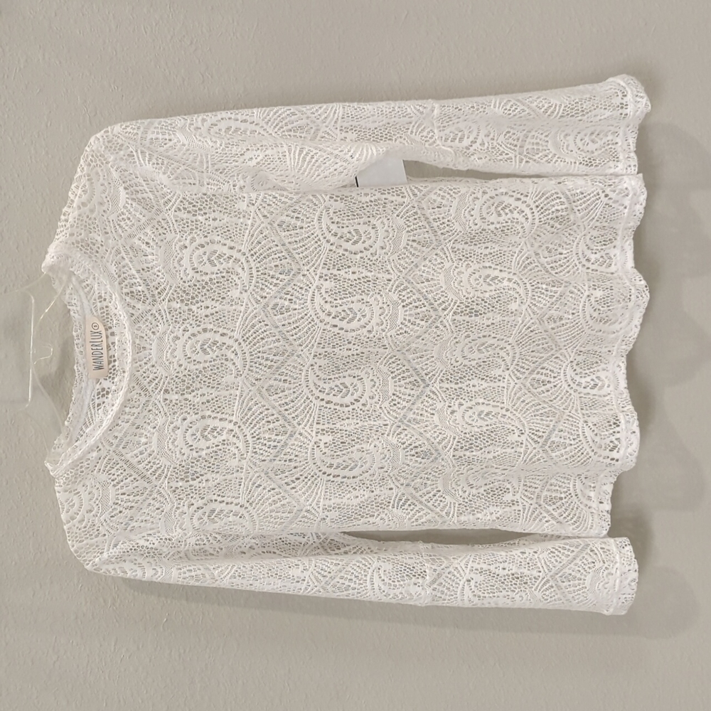 White lace top with bell sleeves